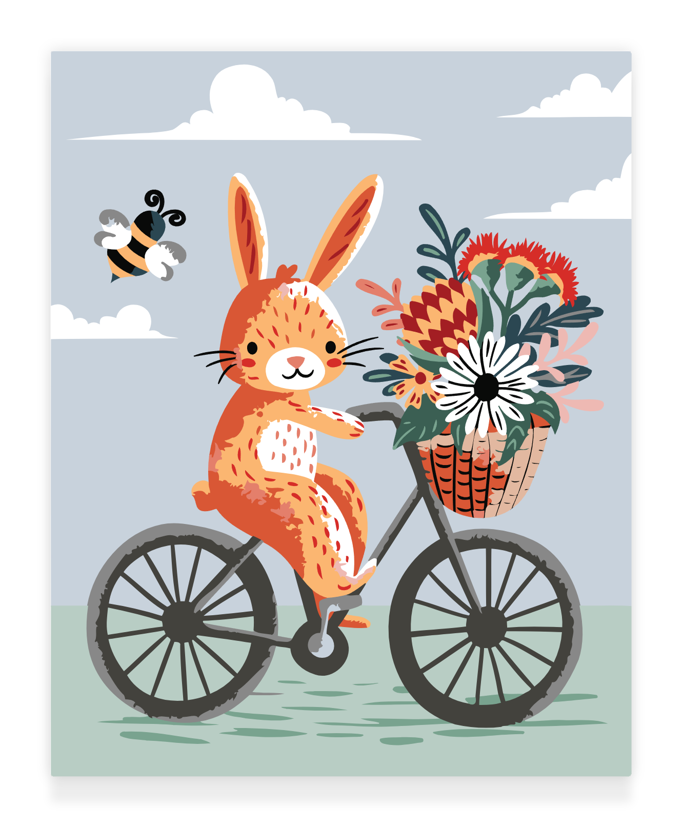 40x50cm Paint by Numbers Kit: Bunny's Breezy Ride: Bicycle Adventure with Bee