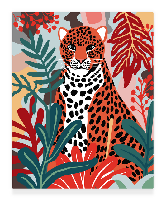 40x50cm Paint by Numbers Kit: Leopard Elegance in Matisse Hues