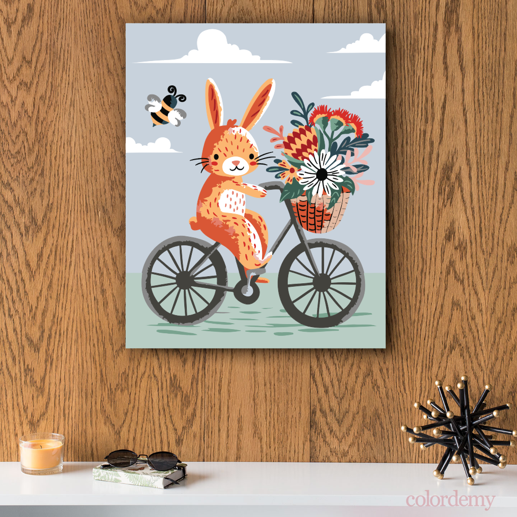 40x50cm Paint by Numbers Kit: Bunny's Breezy Ride: Bicycle Adventure with Bee