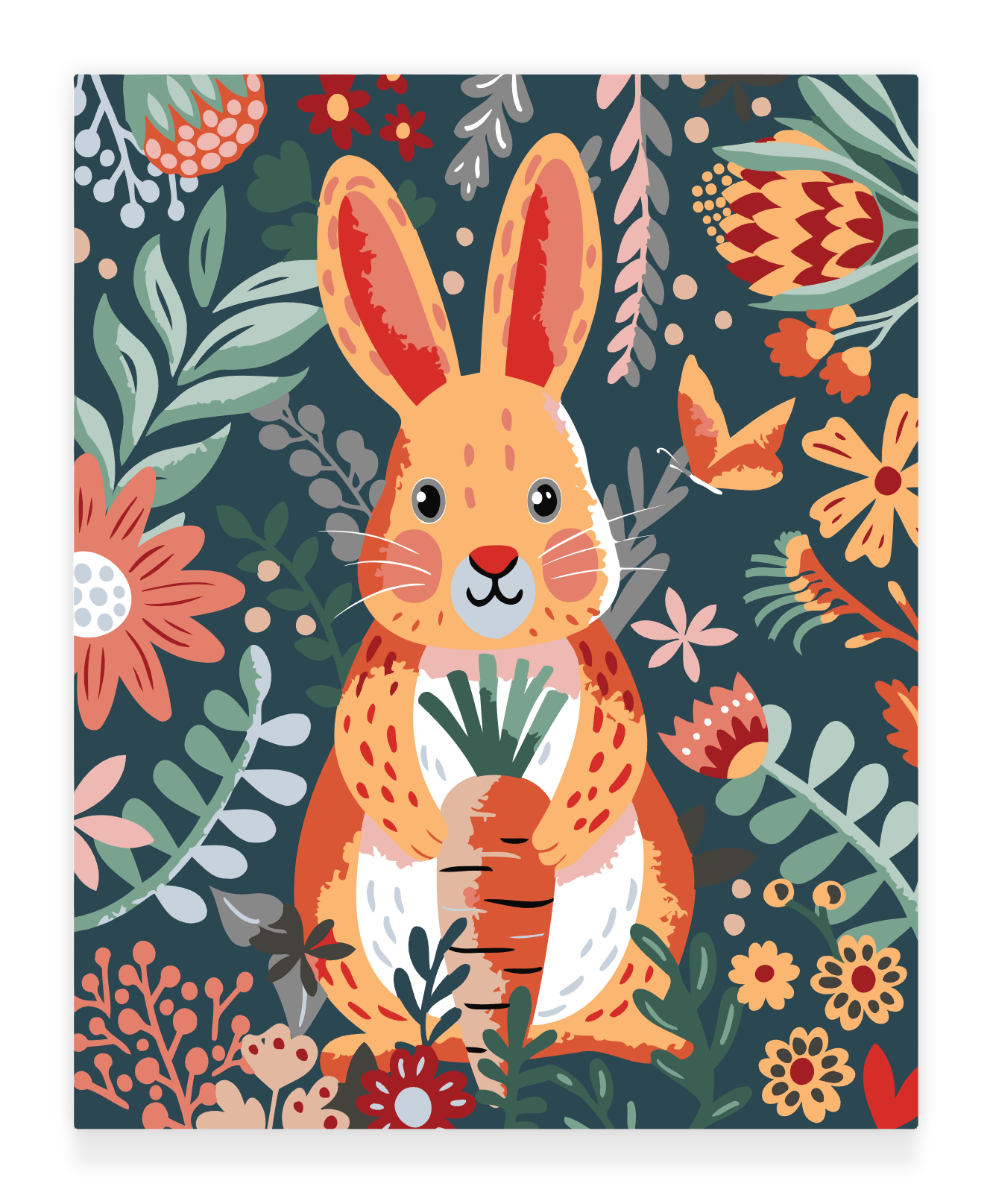 40x50cm DIY Paint by Numbers Kit: Easter Delight - Rabbit and Carrot Wonderland