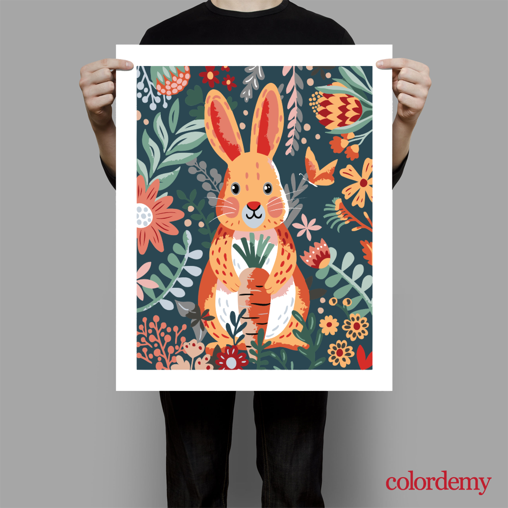 40x50cm DIY Paint by Numbers Kit: Easter Delight - Rabbit and Carrot Wonderland