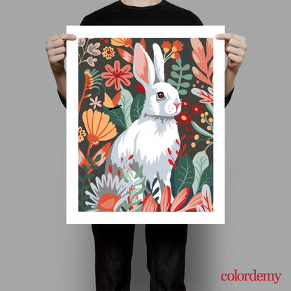 40x50cm Paint by Numbers Kit: Floral Elegance - White Rabbit Portrait