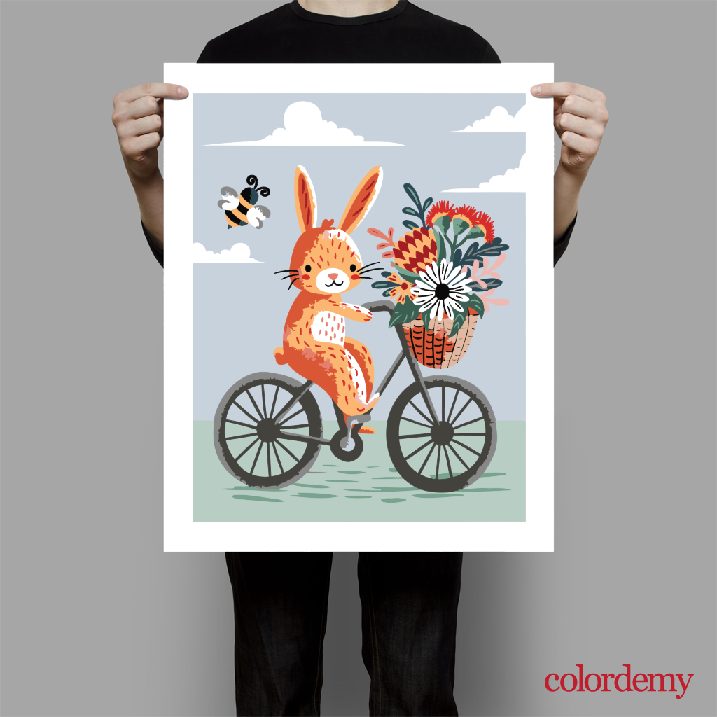 40x50cm Paint by Numbers Kit: Bunny's Breezy Ride: Bicycle Adventure with Bee