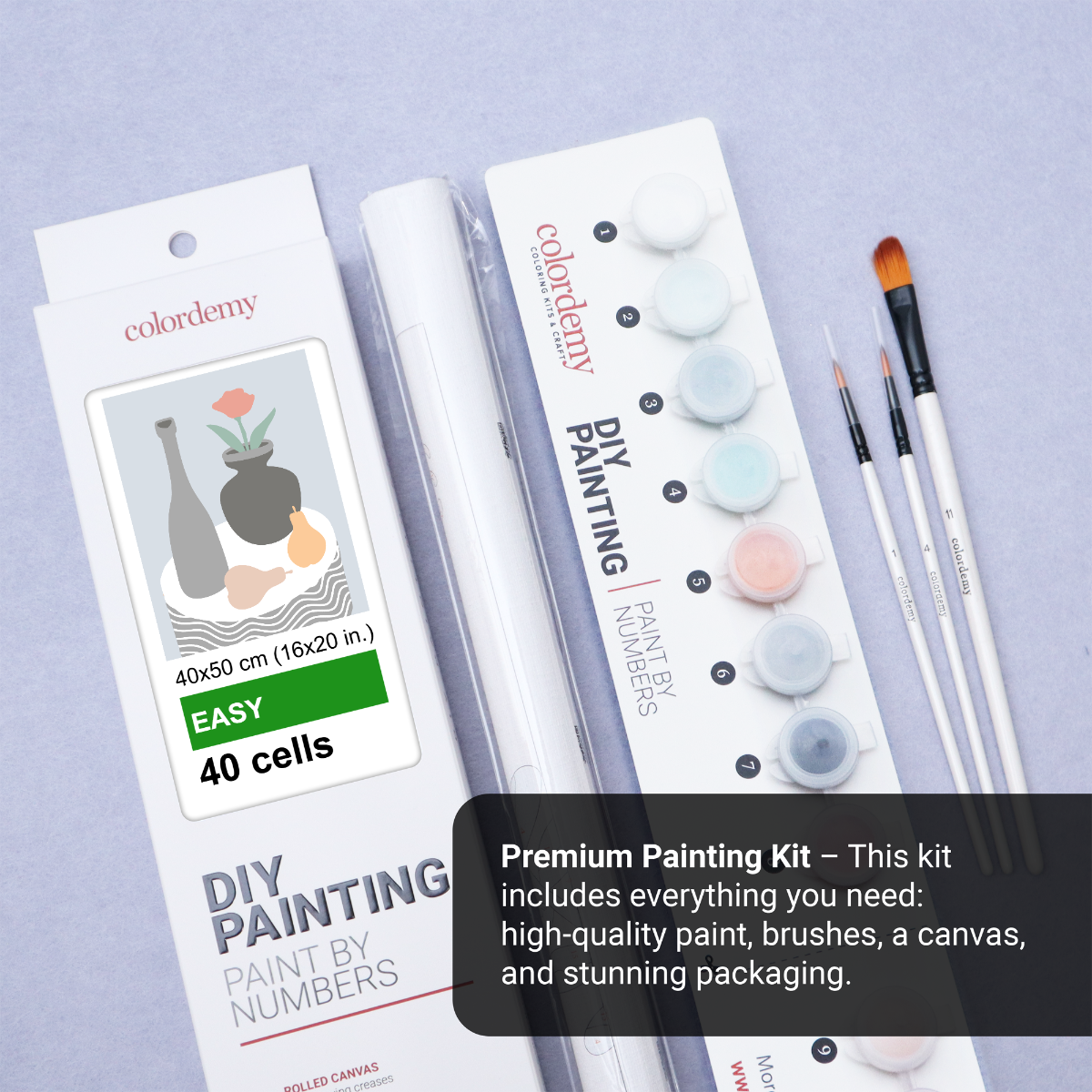 40x50cm Paint by Numbers Kit: Minimalist Elegance: Grey Coffee Table with Vase and Fruits