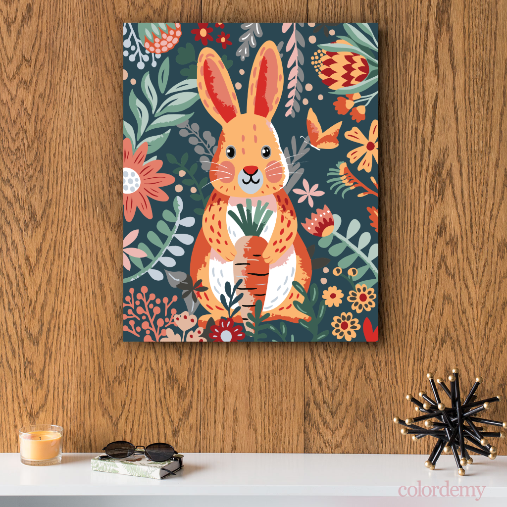 40x50cm DIY Paint by Numbers Kit: Easter Delight - Rabbit and Carrot Wonderland
