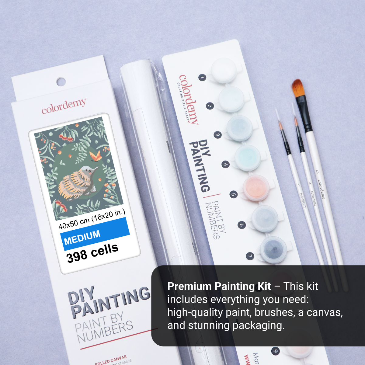 40x50cm Paint by Numbers Kit - Rolled Canvases, 16 Colours (Australian Natives & Friends - Echidna)