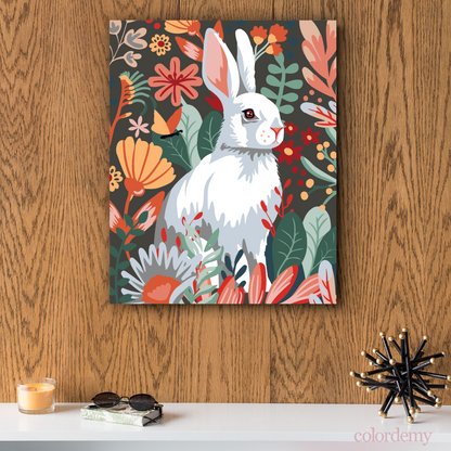 40x50cm Paint by Numbers Kit: Floral Elegance - White Rabbit Portrait