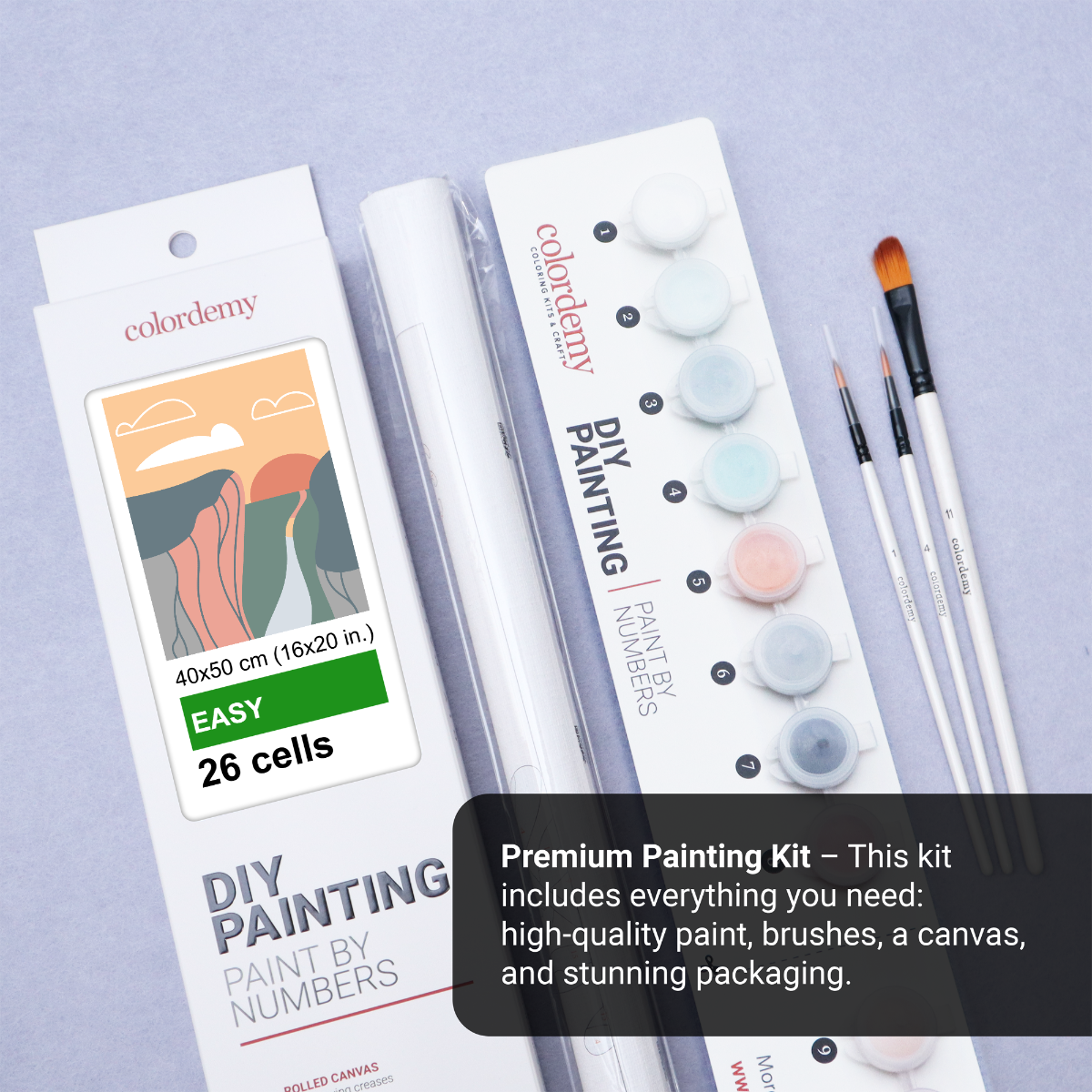 40x50cm Paint by Numbers Kit - Rolled Canvases, 16 Colours (Mindfulness - Mountain)