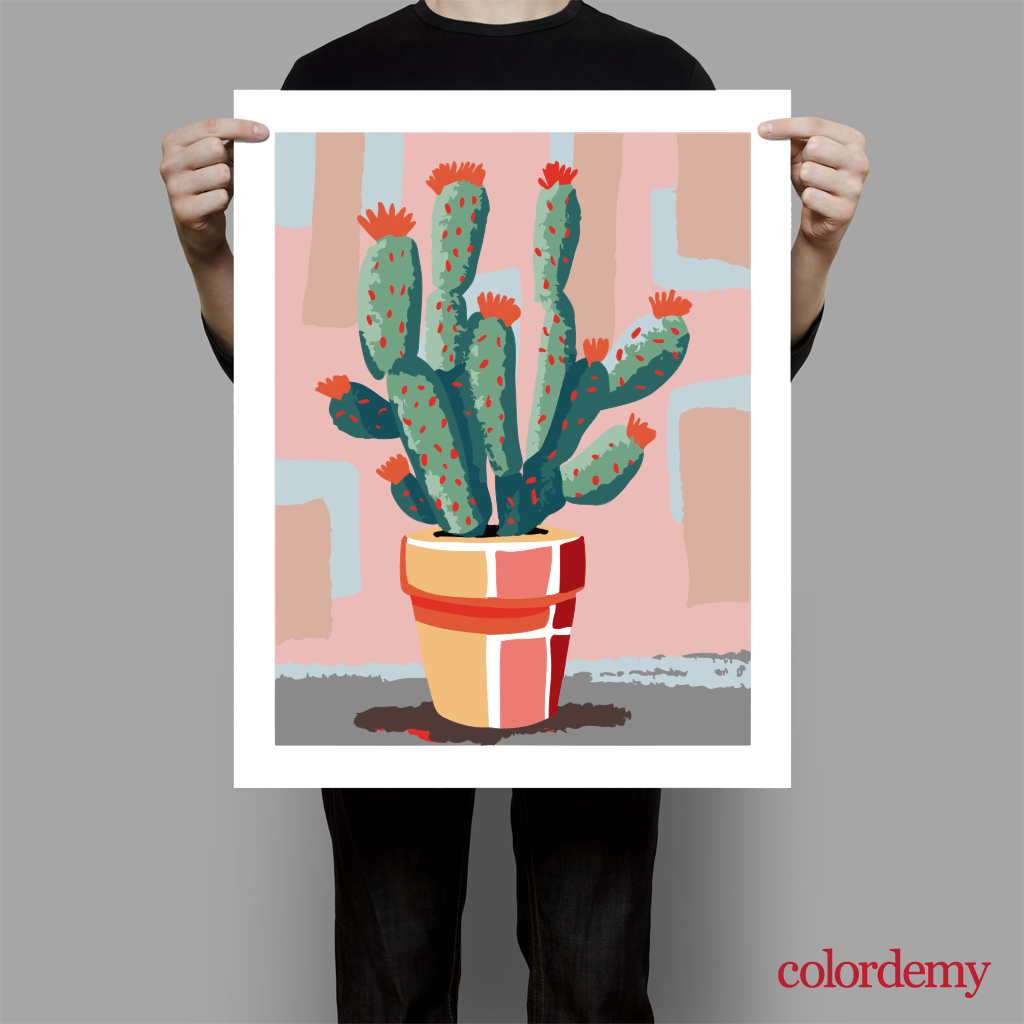 40x50cm Paint by Numbers Kit: Cactus pot paint by numbers kit in Matisse style