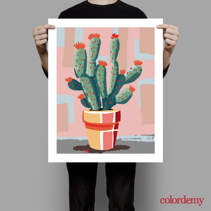 40x50cm Paint by Numbers Kit: Cactus pot paint by numbers kit in Matisse style