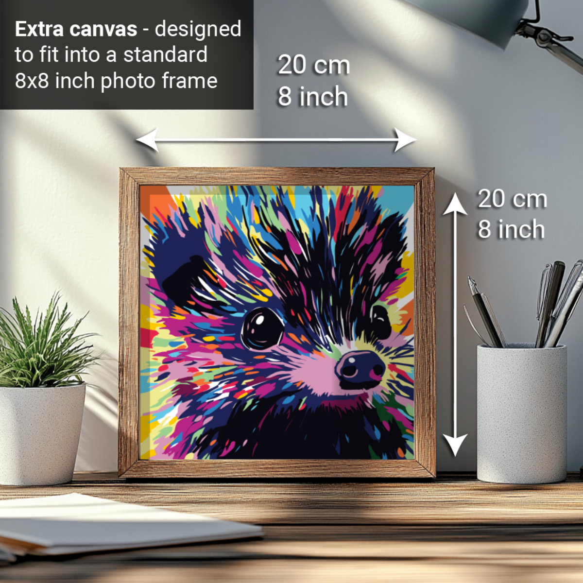 2-in-1 Paint by Numbers Kit - Rolled Canvases (20x25cm & 20x20cm), 16 Colours (Pop Party Palette - Pocupine)