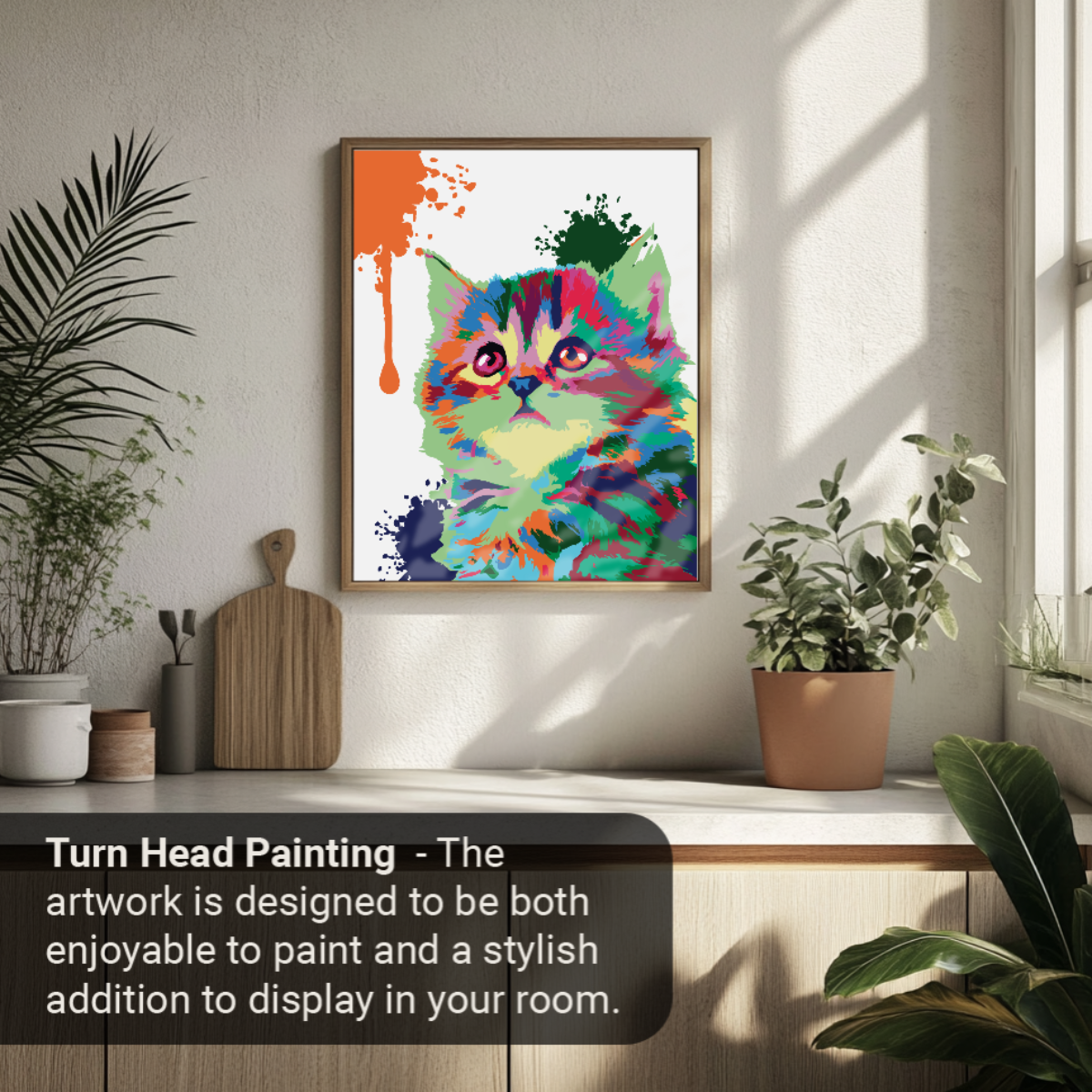 40x50cm Paint by Numbers kit: Playful Palette: Colourful Abstract Cute Cat