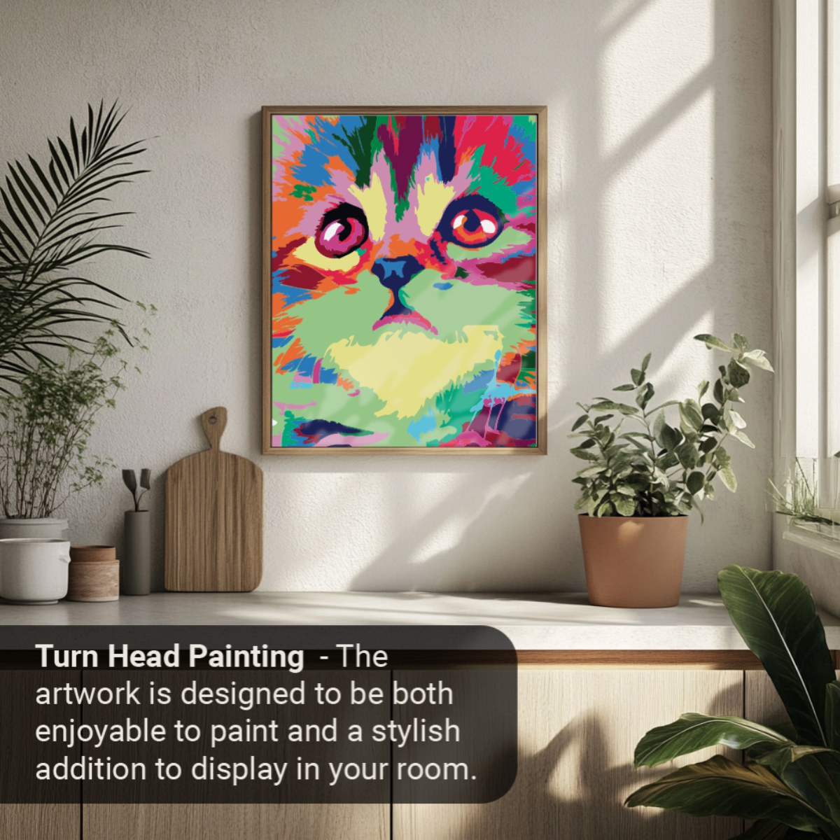 40x50cm Paint by Numbers kit: Mystical Whiskers: Closeup Abstract Cat Face