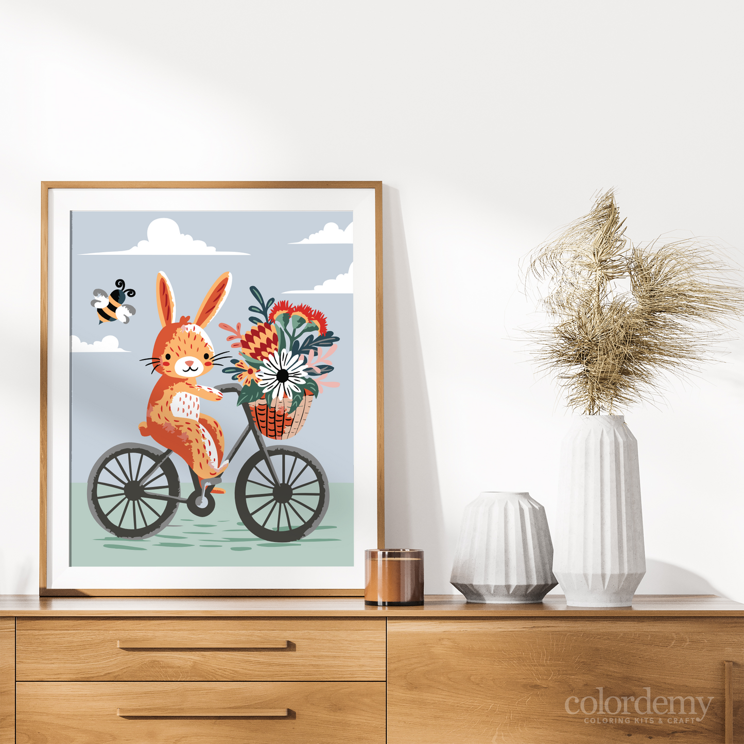 40x50cm Paint by Numbers Kit: Bunny's Breezy Ride: Bicycle Adventure with Bee
