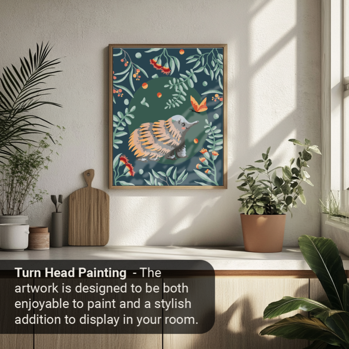 40x50cm Paint by Numbers Kit - Rolled Canvases, 16 Colours (Australian Natives & Friends - Echidna)