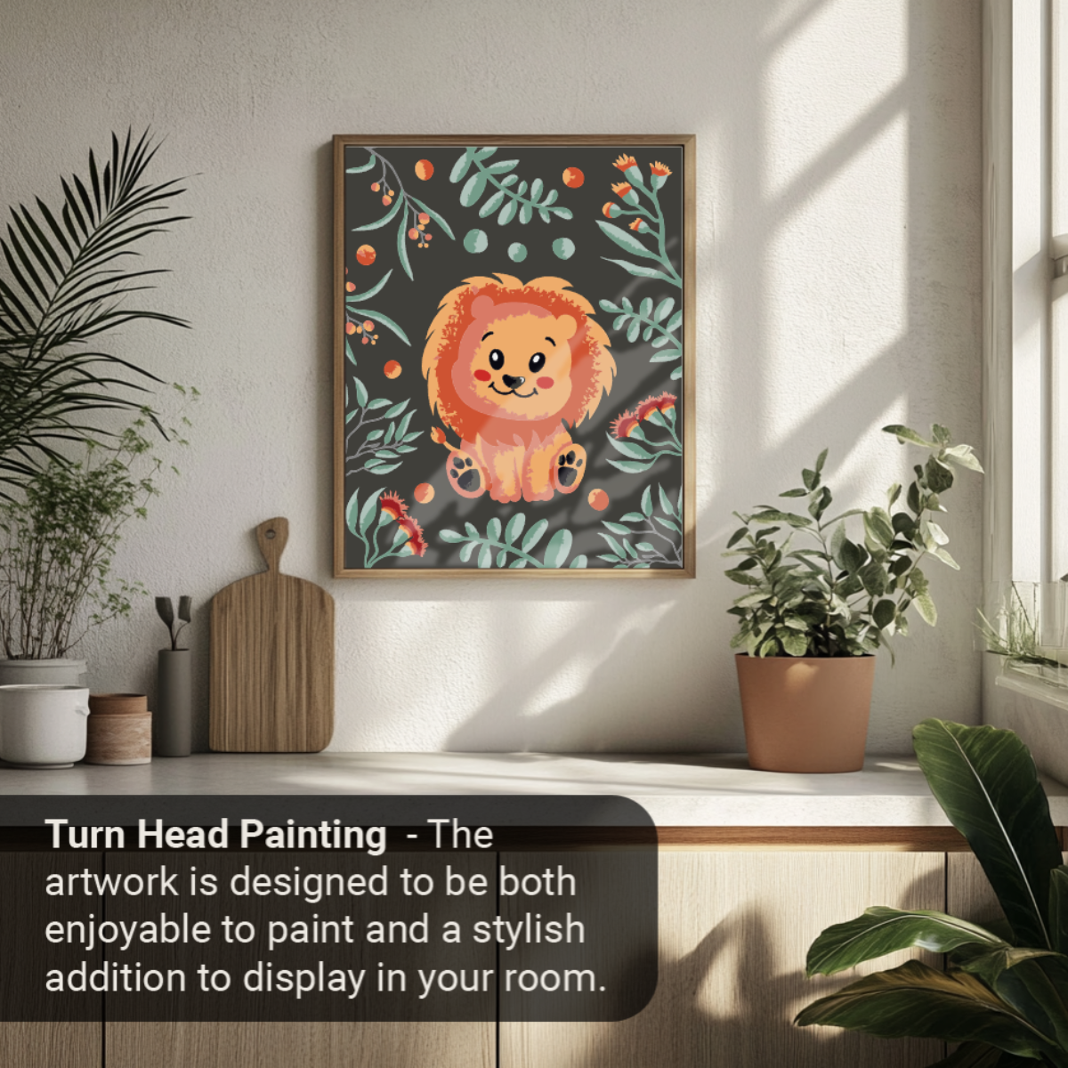 40x50cm Paint by Numbers Kit: Lion's Paradise: Cute Lion with Floral Elegance