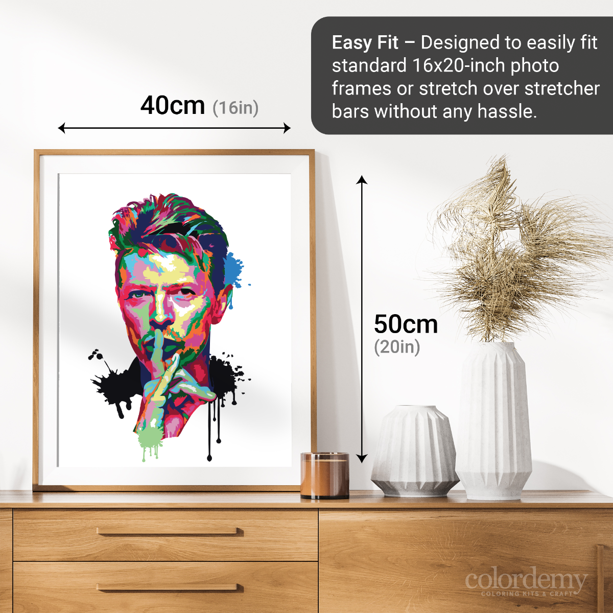 40x50cm Paint by Numbers kit: Bowie's Brilliance: Abstract and Colourful