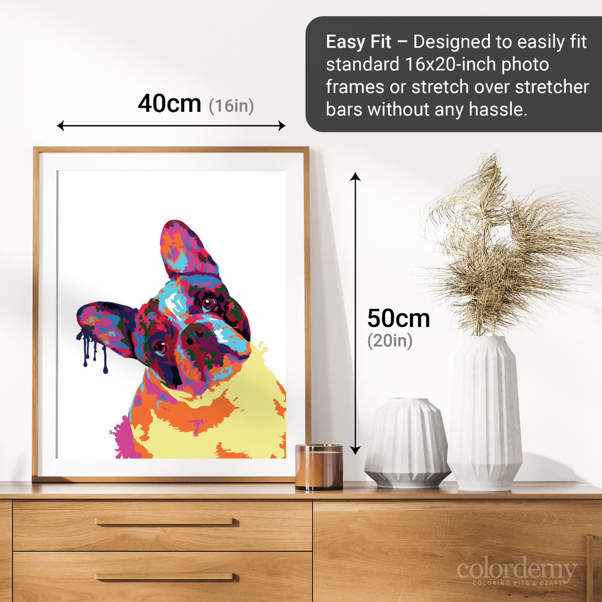 40x50cm Paint by Numbers Kit: Frenchie Fusion: Abstract French Bulldog