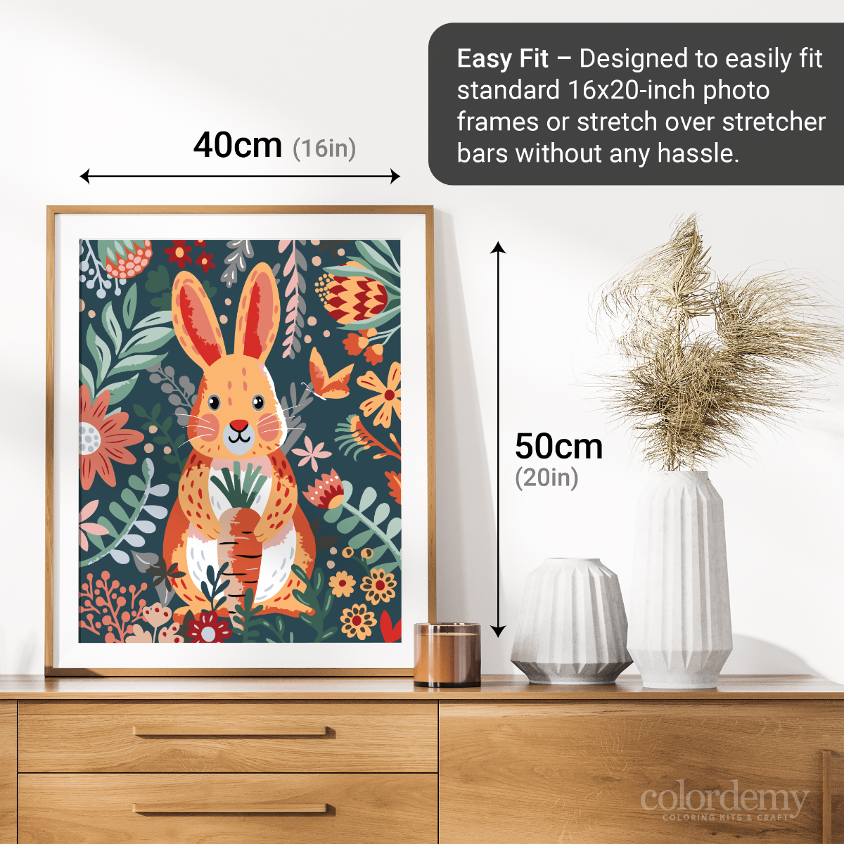 40x50cm DIY Paint by Numbers Kit: Easter Delight - Rabbit and Carrot Wonderland