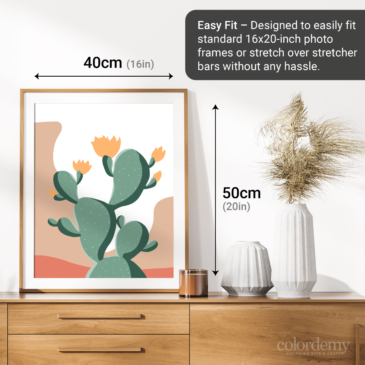 40x50cm Paint by Numbers Kit: Desert Elegance: Minimalist Warm Cactus