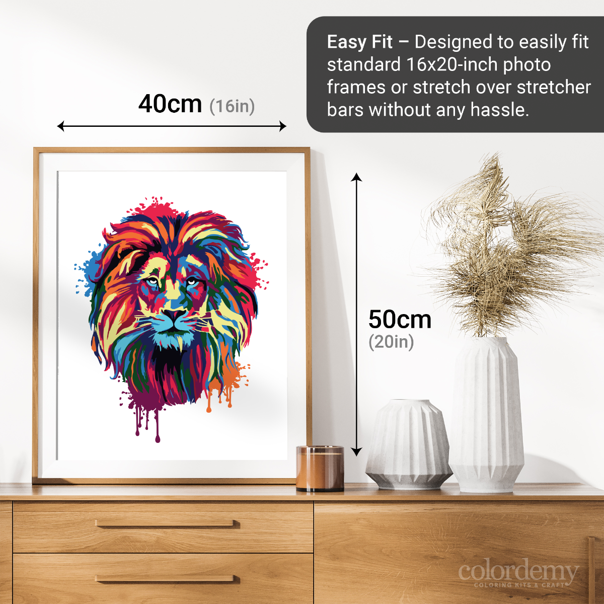 40x50cm Paint by Numbers Kit: Majestic Mane: Abstract Lion Portrait Paint by Numbers Kit!