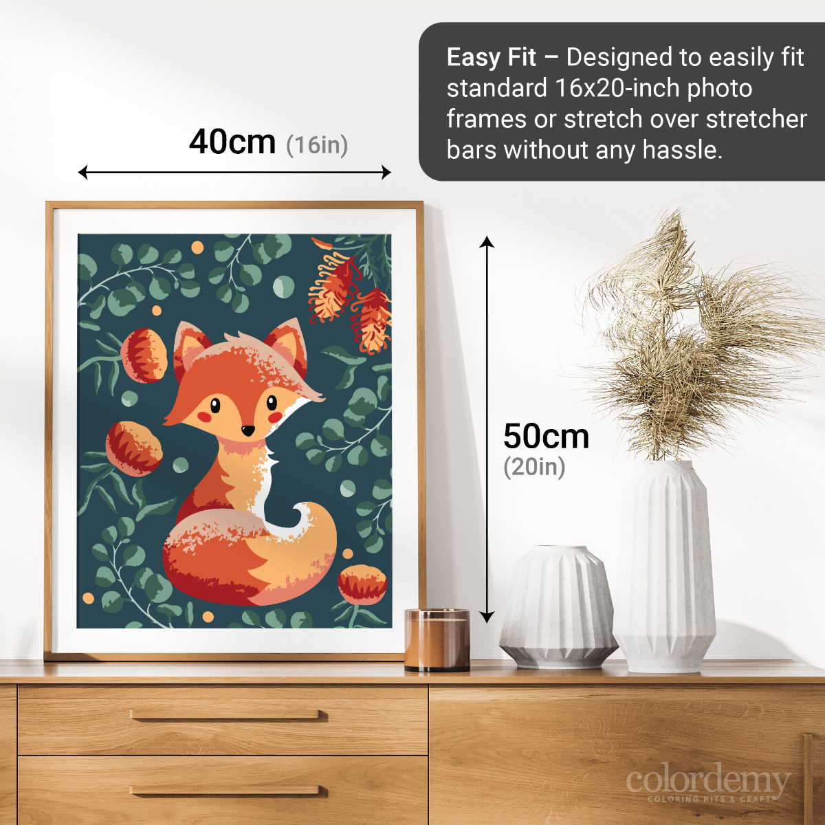 40x50cm Paint by Numbers Kit: Fox's Haven: Cute Fox with Leafy Background