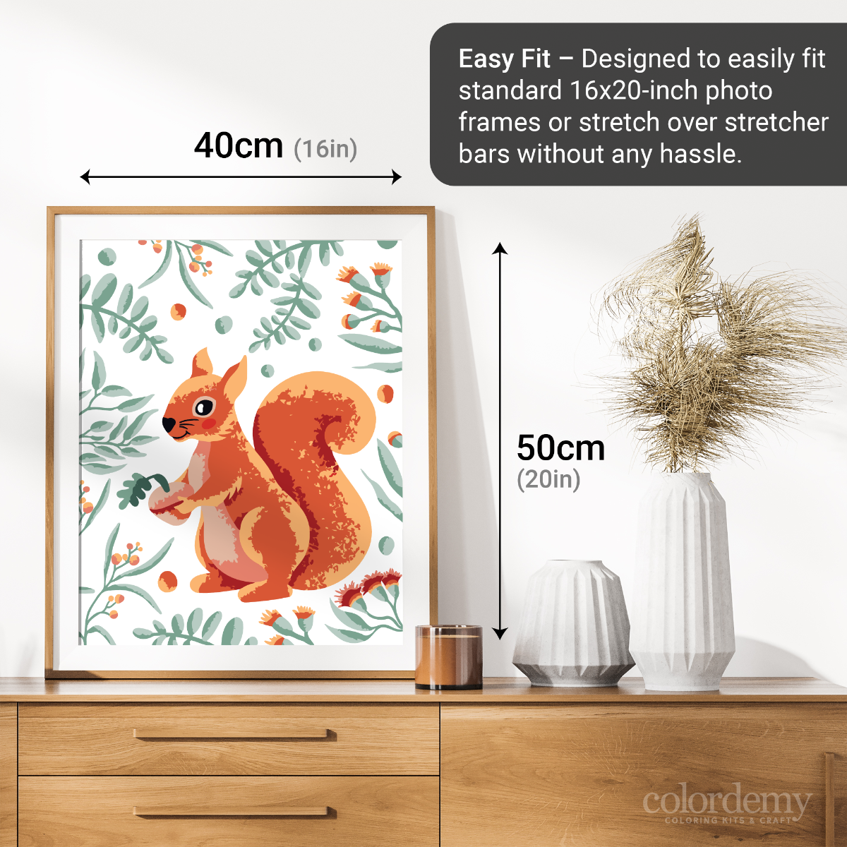 40x50cm Paint by Numbers Kit: Woodland Whimsy: Squirrel with Leafy Background