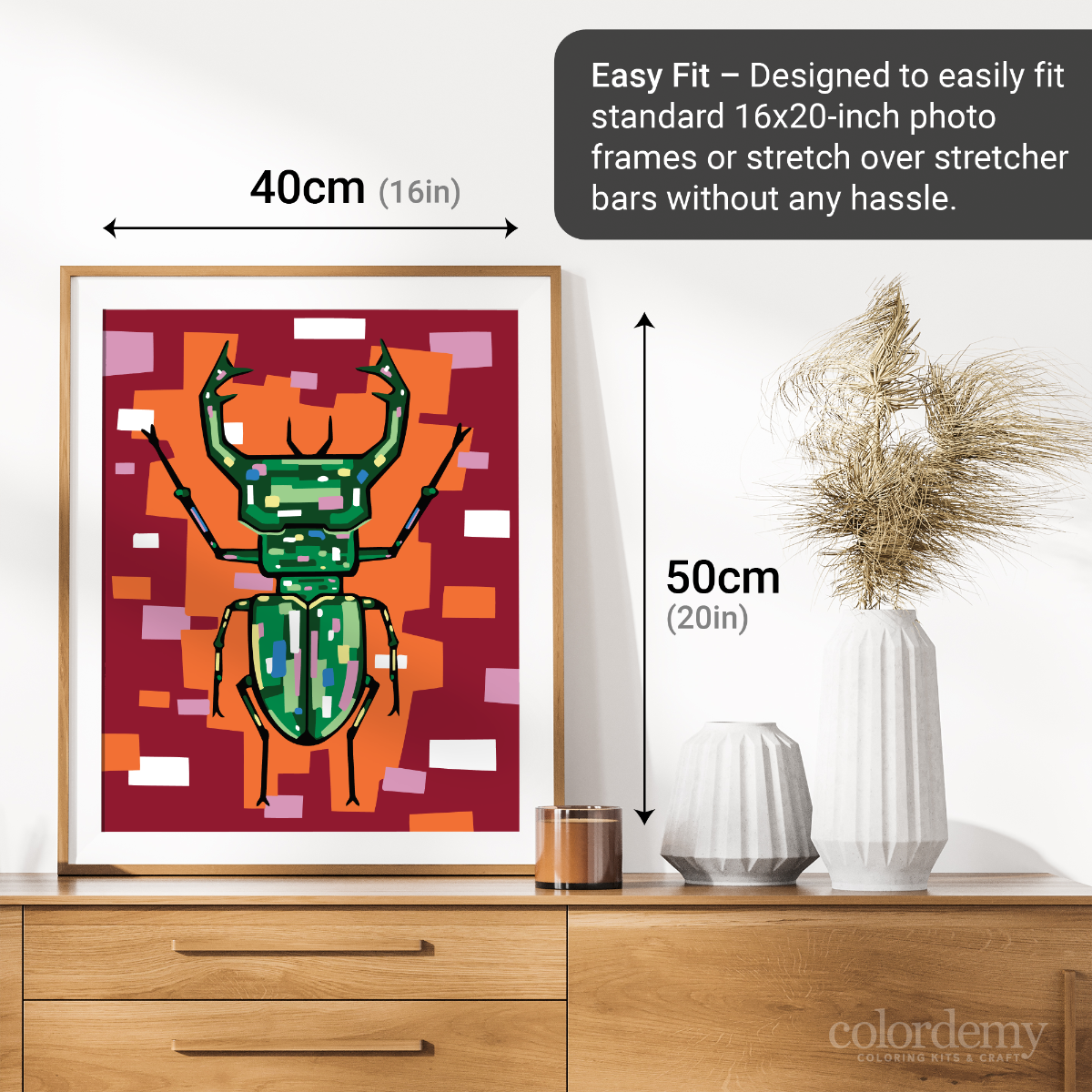 40x50cm Paint by Numbers Kit: Radiant Stag: Colourful Warm Stag Beetle