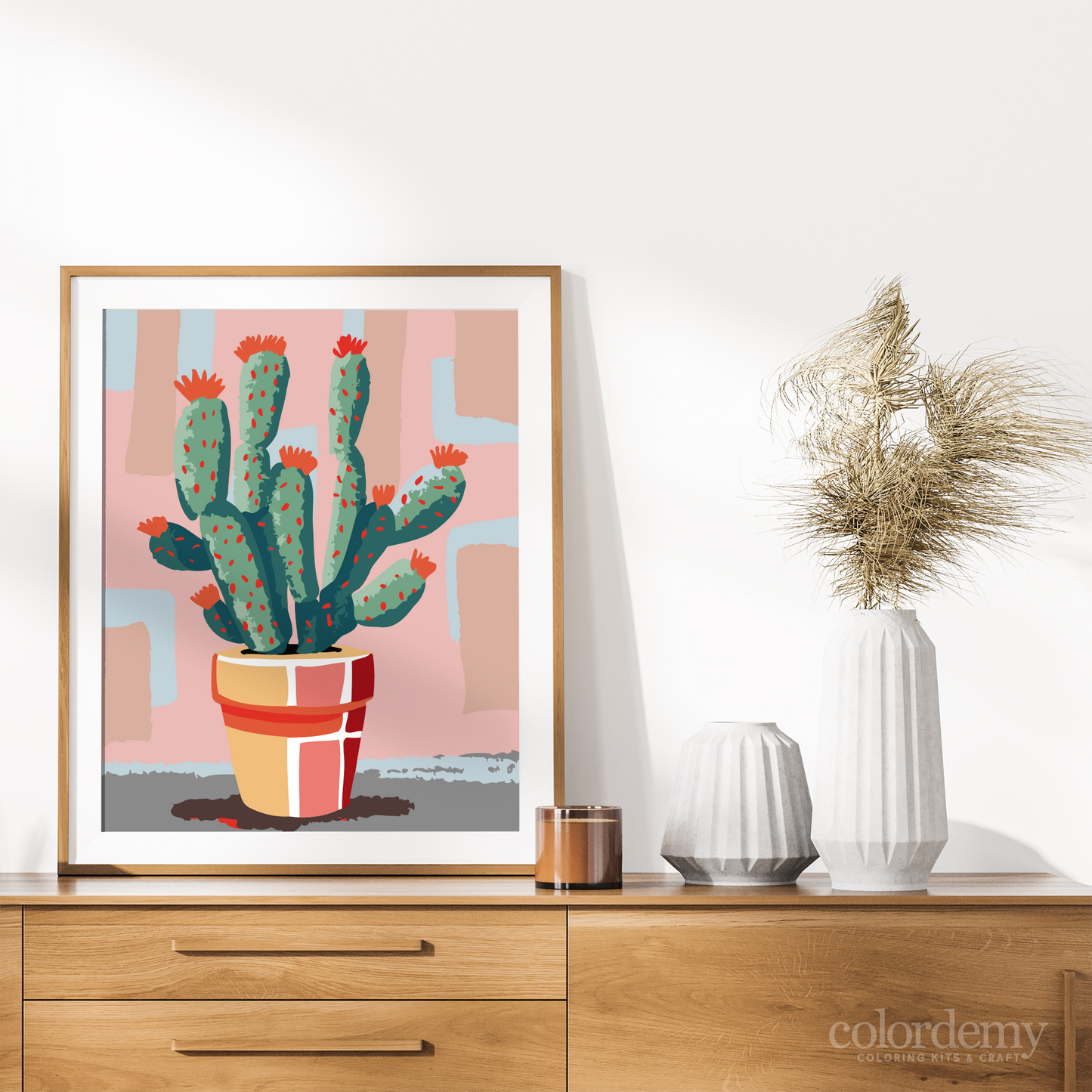 40x50cm Paint by Numbers Kit: Cactus pot paint by numbers kit in Matisse style