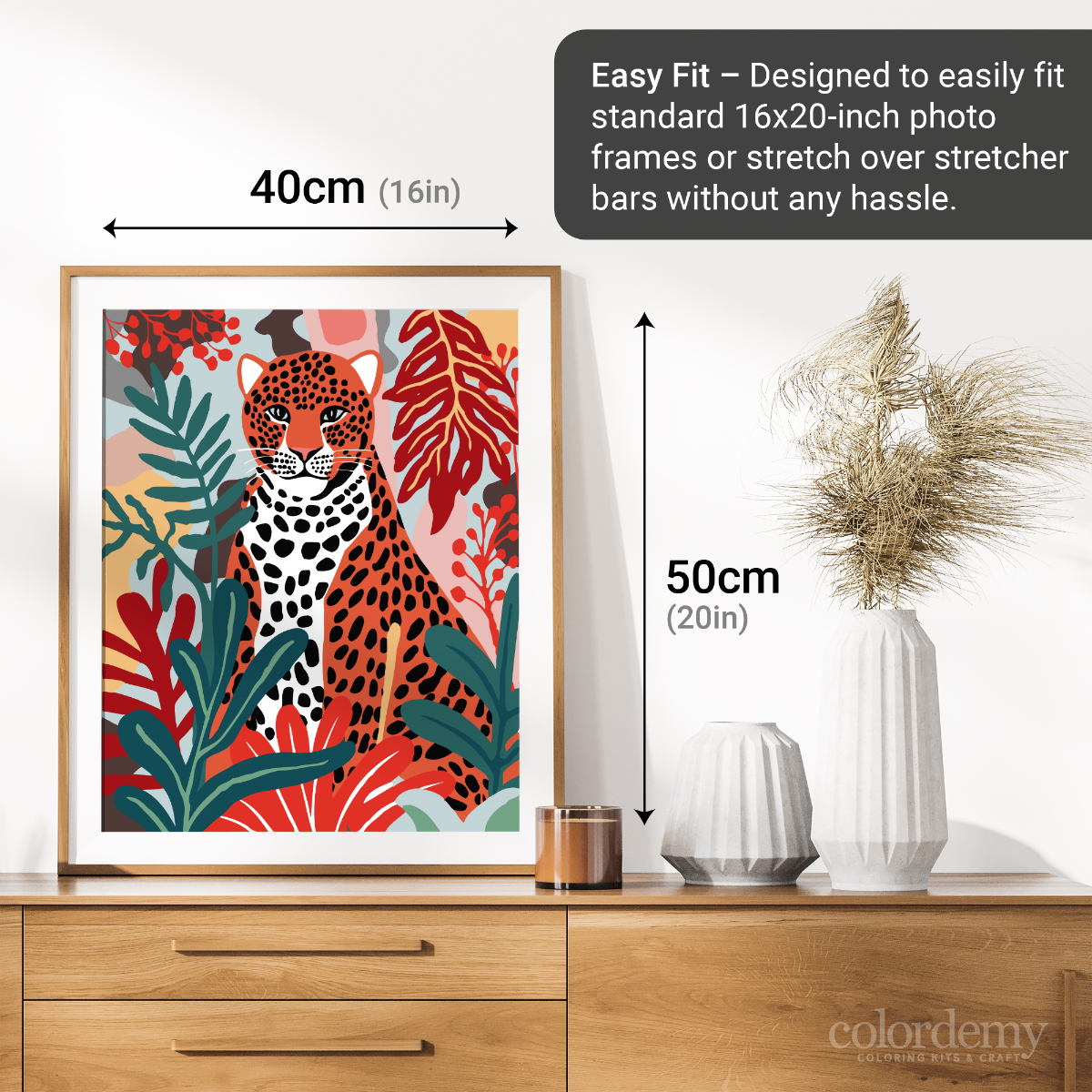 40x50cm Paint by Numbers Kit: Leopard Elegance in Matisse Hues