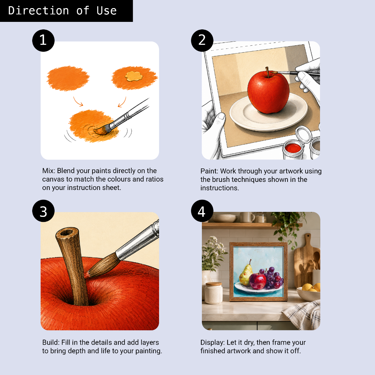 Learn to Paint Kit (Fruits - Pear + Apple + Grapes)
