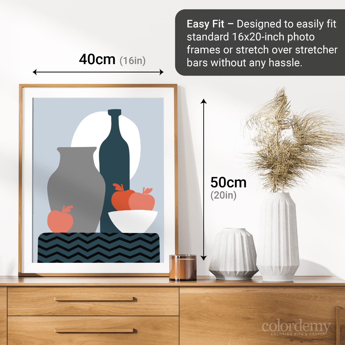 40x50cm Paint by Numbers Kit: Chic Simplicity: Minimalist Dark Patterned Table