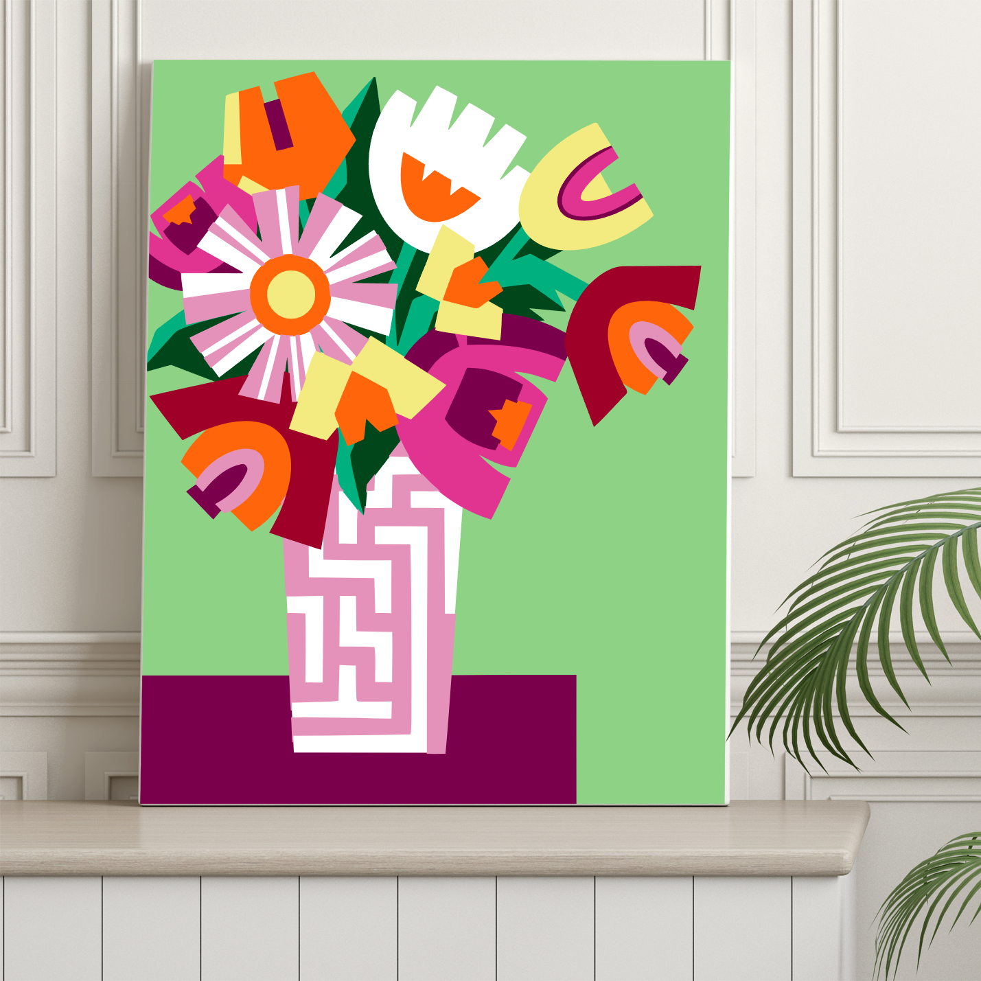 40x50cm Paint by Numbers kit: Vibrant Blooms: Colourful Flower Vase
