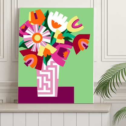 40x50cm Paint by Numbers kit:  Vibrant Blooms: Colourful Flower Vase