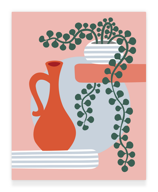 40x50cm Paint by Numbers Kit: Botanical Simplicity: Minimalist Red Vase and Round Pot