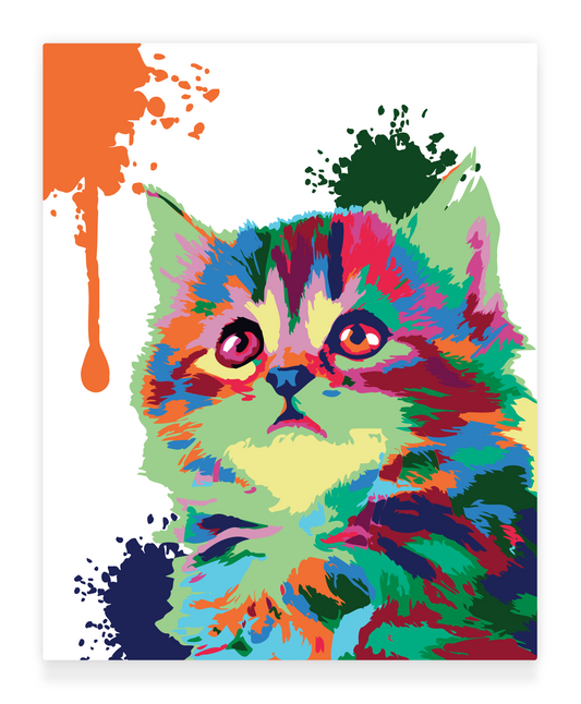 40x50cm Paint by Numbers kit: Playful Palette: Colourful Abstract Cute Cat