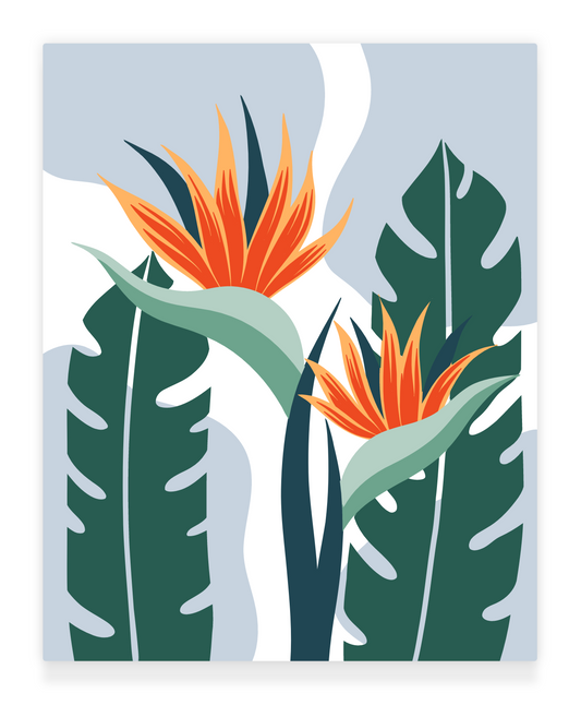 40x50cm Paint by Numbers Kit: Exotic Blooms: Leaves with Vibrant Orange Flower