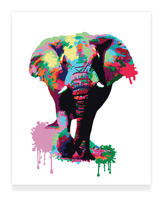40x50cm Paint by Numbers Kit:  Safari Spectacle: Vibrant Splash Elephant