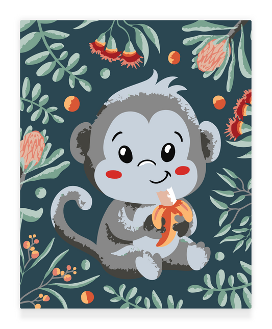 40x50cm Paint by Numbers Kit: Banana Bliss: Simple Monkey with Leafy Background