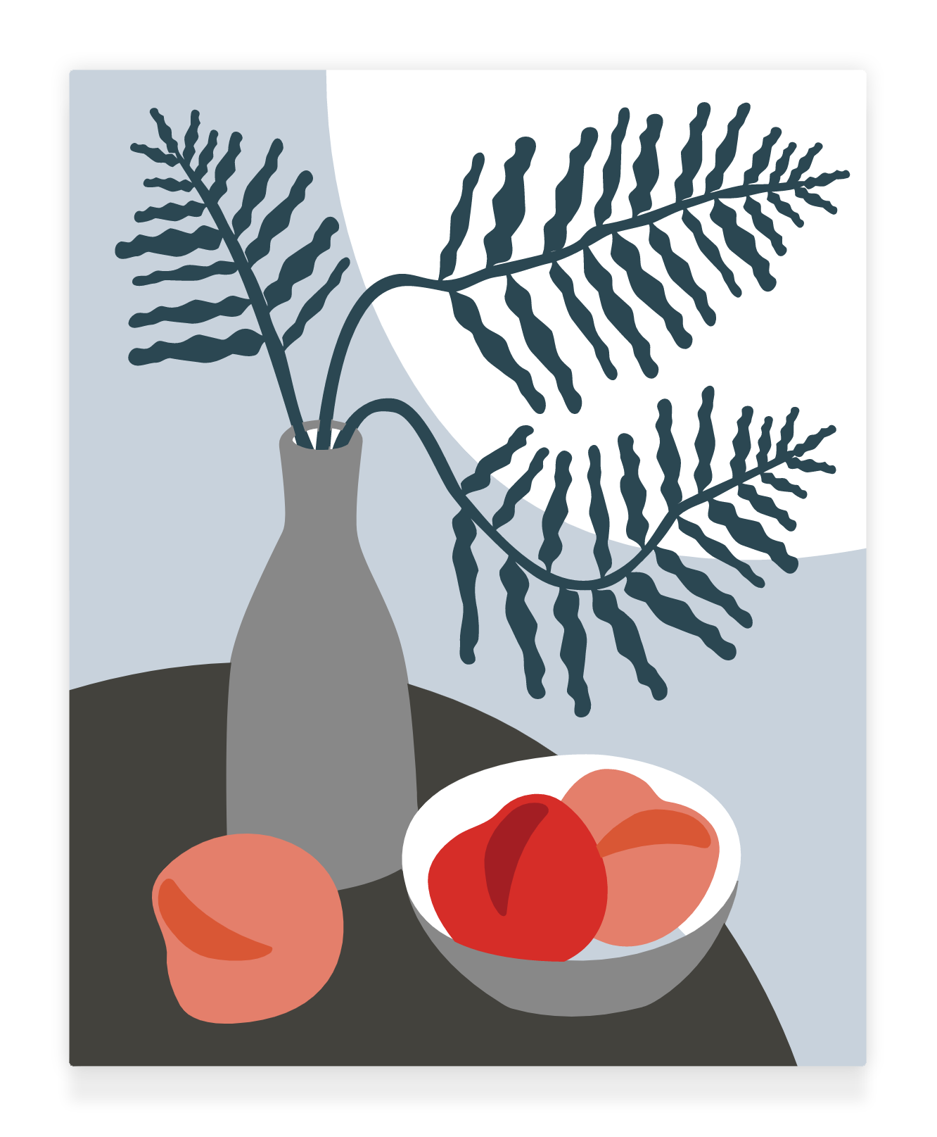 40x50cm Paint by Numbers Kit: Elegant Simplicity: Minimalist Grey Vase and Peaches