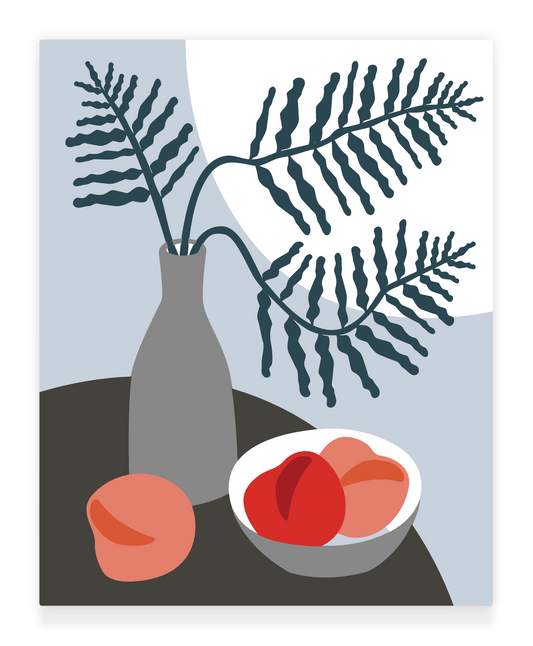 40x50cm Paint by Numbers Kit:  Elegant Simplicity: Minimalist Grey Vase and Peaches