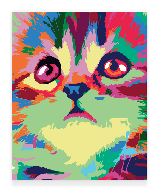 40x50cm Paint by Numbers kit: Mystical Whiskers: Closeup Abstract Cat Face