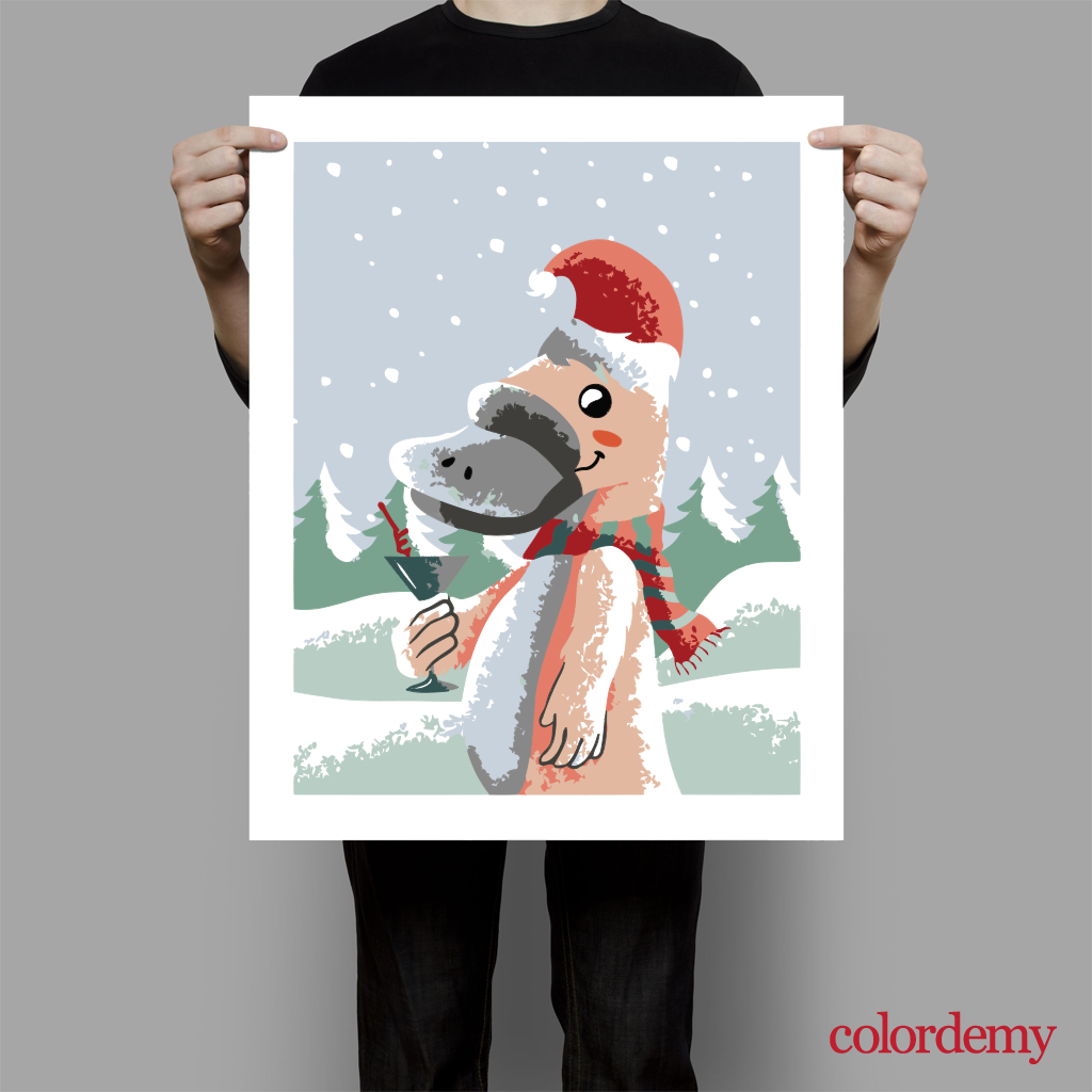 40x50cm Paint by Numbers Kit: Festive Surprise: Christmas Platypus