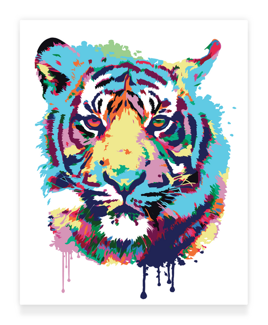 40x50cm Paint by Numbers Kit: Vibrant Roar: Abstract Tiger Portrait Paint by Numbers Kit!