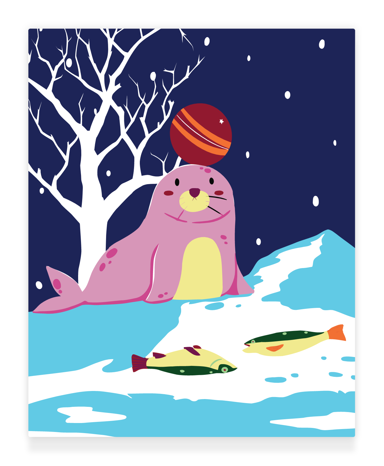 40x50cm Paint by Numbers Kit: Snowy Serenity: Pink Simple Seal