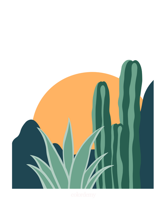40x50cm Paint by Numbers Kit: Desert Elegance: Minimalist Desert Plants
