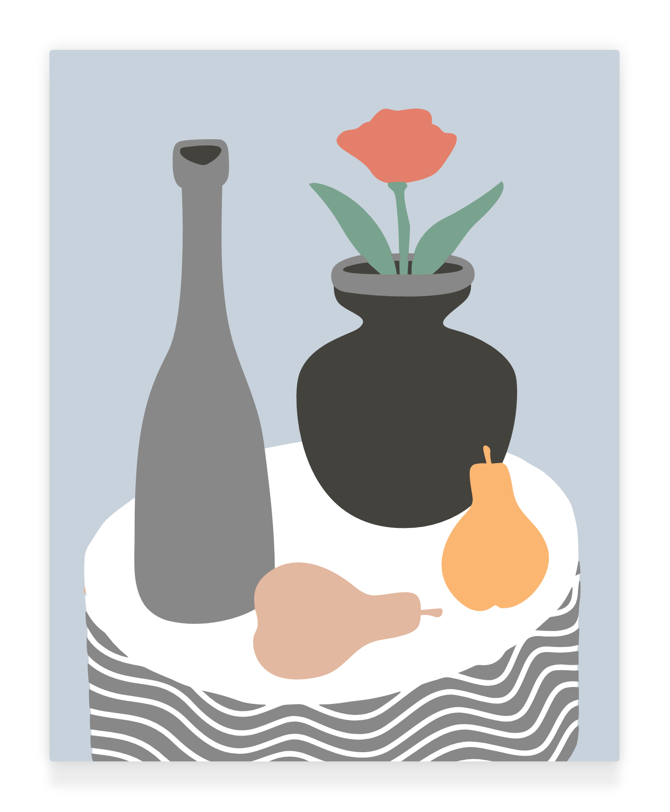 40x50cm Paint by Numbers Kit: Minimalist Elegance: Grey Coffee Table with Vase and Fruits