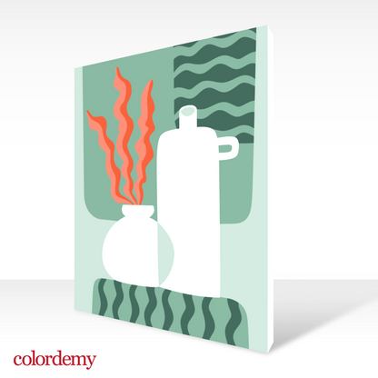 40x50cm Paint by Numbers Kit: Minimalist Elegance: White Vase with Wavy Red Plant