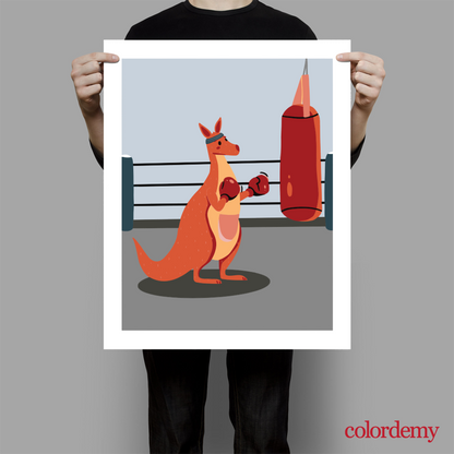 40x50cm Paint by Numbers Kit:  Kangaroo Champion: Boxing Glory