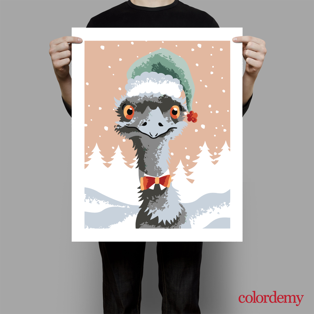 40x50cm Paint by Numbers Kit: Emu's Festive Adventure